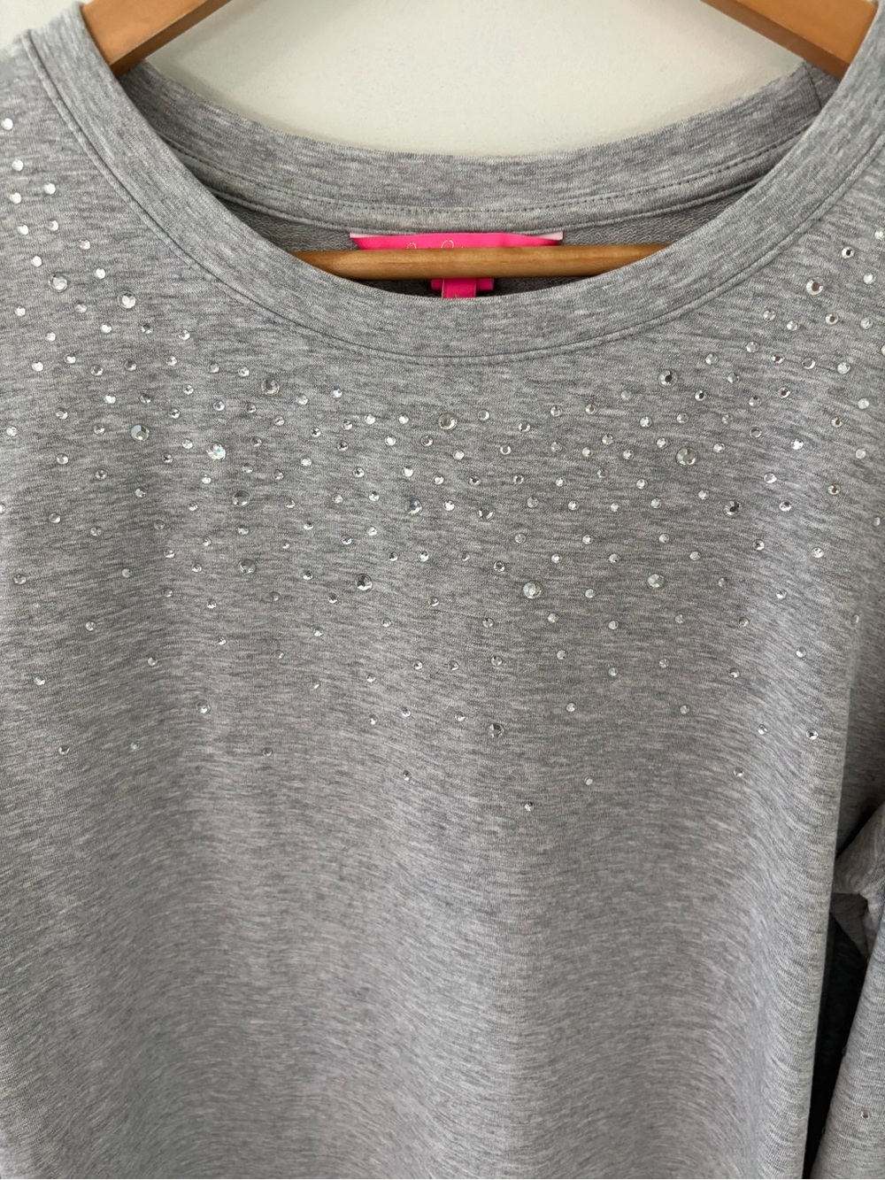 Lilly Pulitzer Jansen Embellished Dress Heathered Seaside Grey. Size Large. - Picture 5 of 13